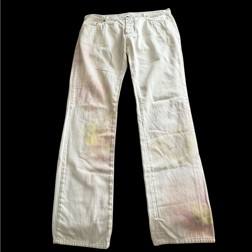 Maison Martin Margiela White Artisanal Line Painted Pants Size 52 Slim Fit